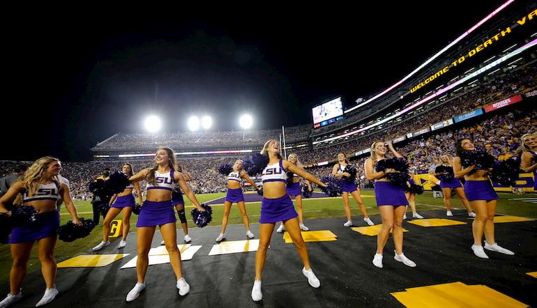 The LSU Cheerleaders are one of the best NCAA cheerleader troops